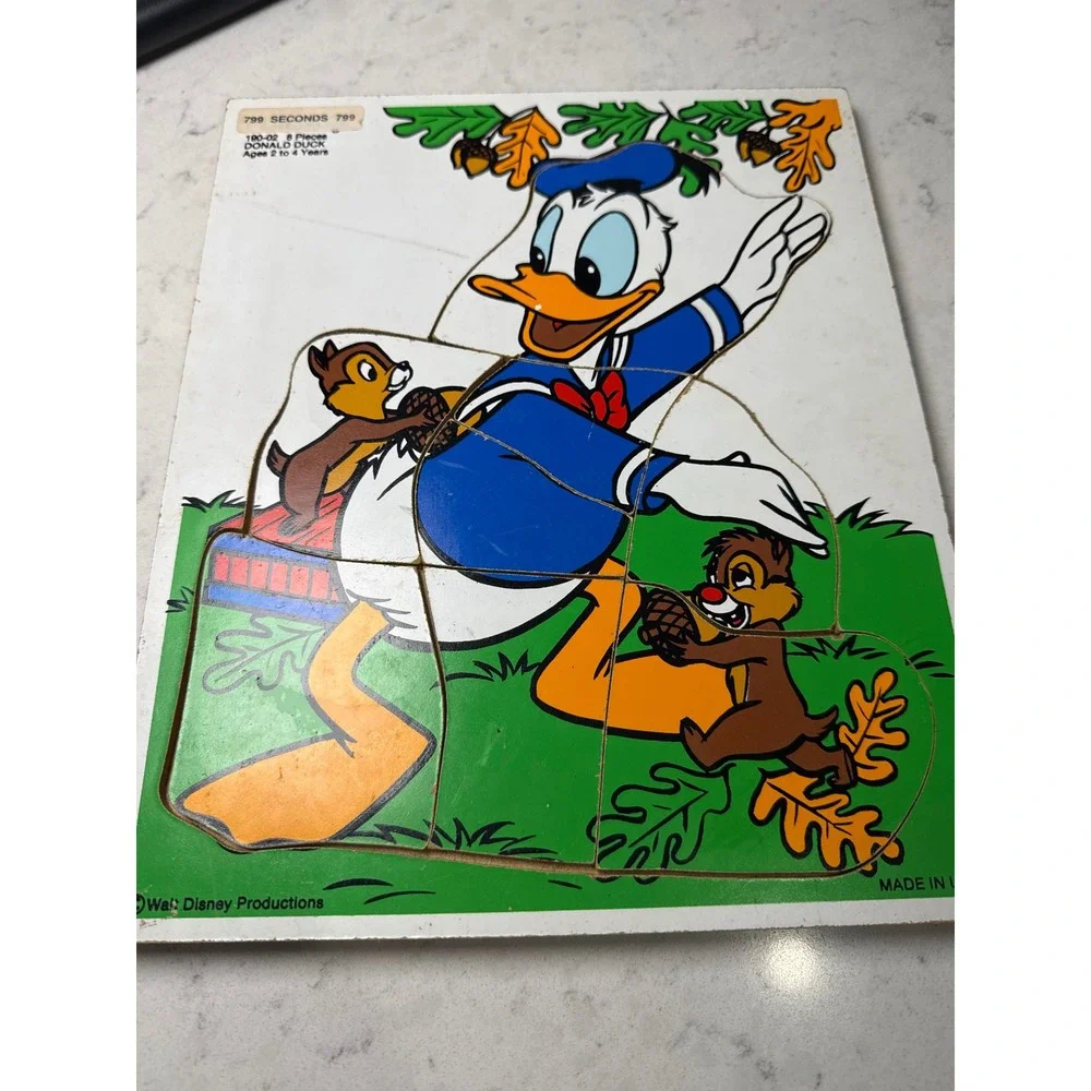 Vintage Playskool My Toys 4pc & Disney Donald Duck Chip n Dale 8pc Wood Puzzles‎